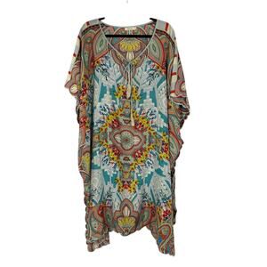 Johnny Was Dandridge Poncho Caftan Silk Dress Size Large.